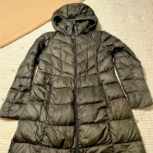 Dark olive green Michael Kors long puffer jacket